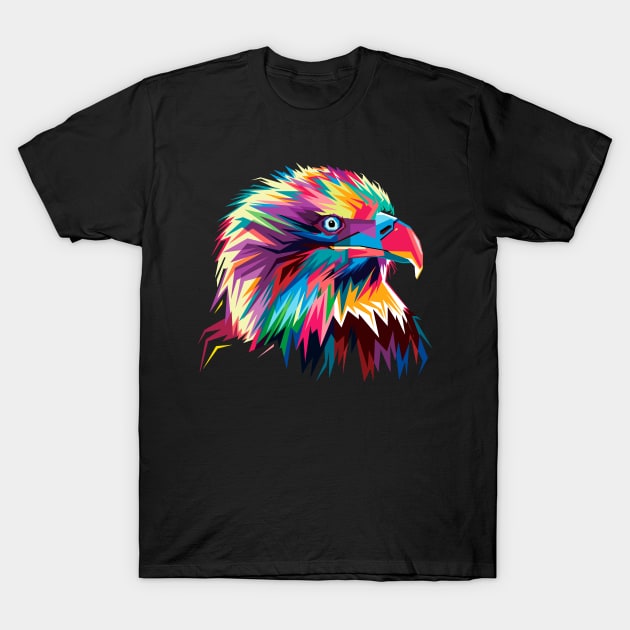 Watercolor Rainbow American Eagle T-Shirt by InkedYarnDesign